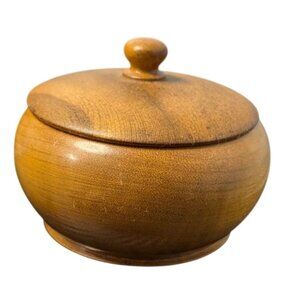 Vintage Myrtlewood Lidded Bowl With Acorn Set By Myrtle Craft Studio